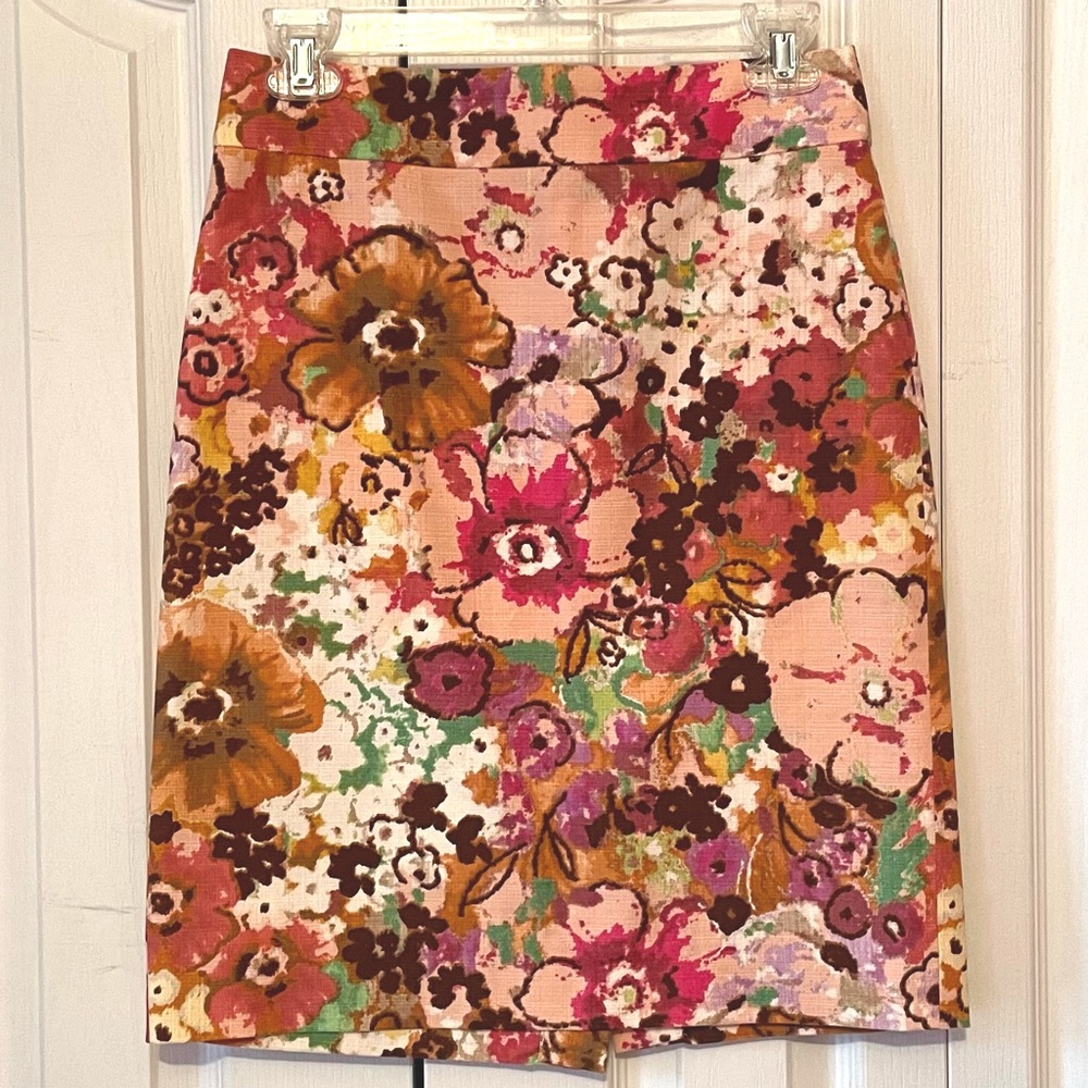 J Crew Abstract Floral Pencil Skirt